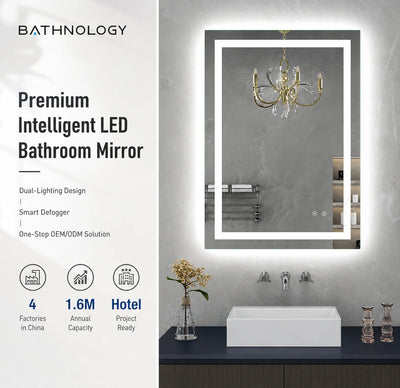 AuraGlow™ Anti-Fog LED Smart Bathroom Mirror
