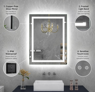 AuraGlow™ Anti-Fog LED Smart Bathroom Mirror
