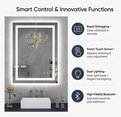 AuraGlow™ Anti-Fog LED Smart Bathroom Mirror