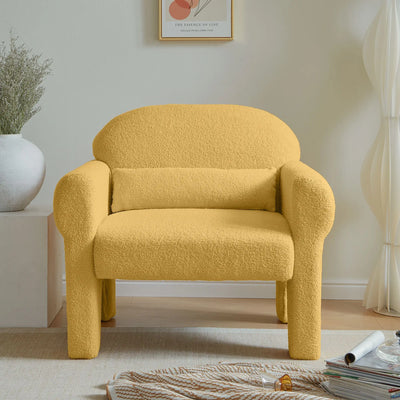 Maison Curve™ Bouclé Accent Chair with Lumbar Pillow
